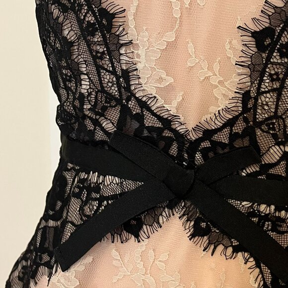 Sheer Nude & Black Lace Peplum Top – Vintage Romance with a Modern Edge - Picture 5 of 10